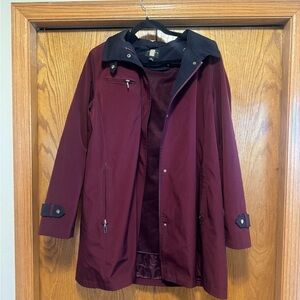 Gallery New York Burgundy Hooded Trench Coat - Removable Liner - Size L